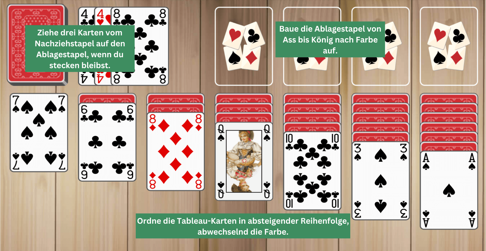 3-Karten-Solitär-Einrichtung