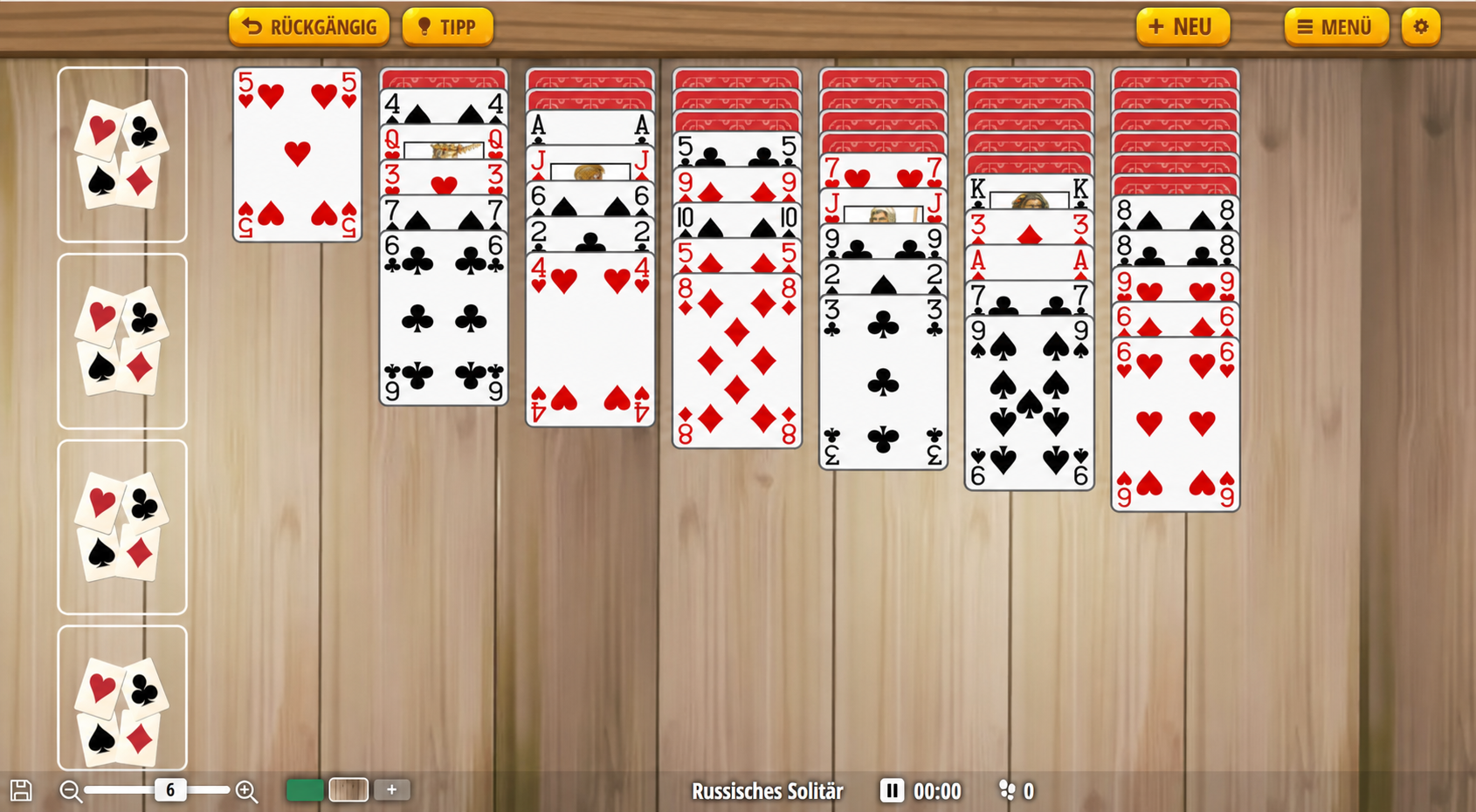 russian solitaire tableau layout