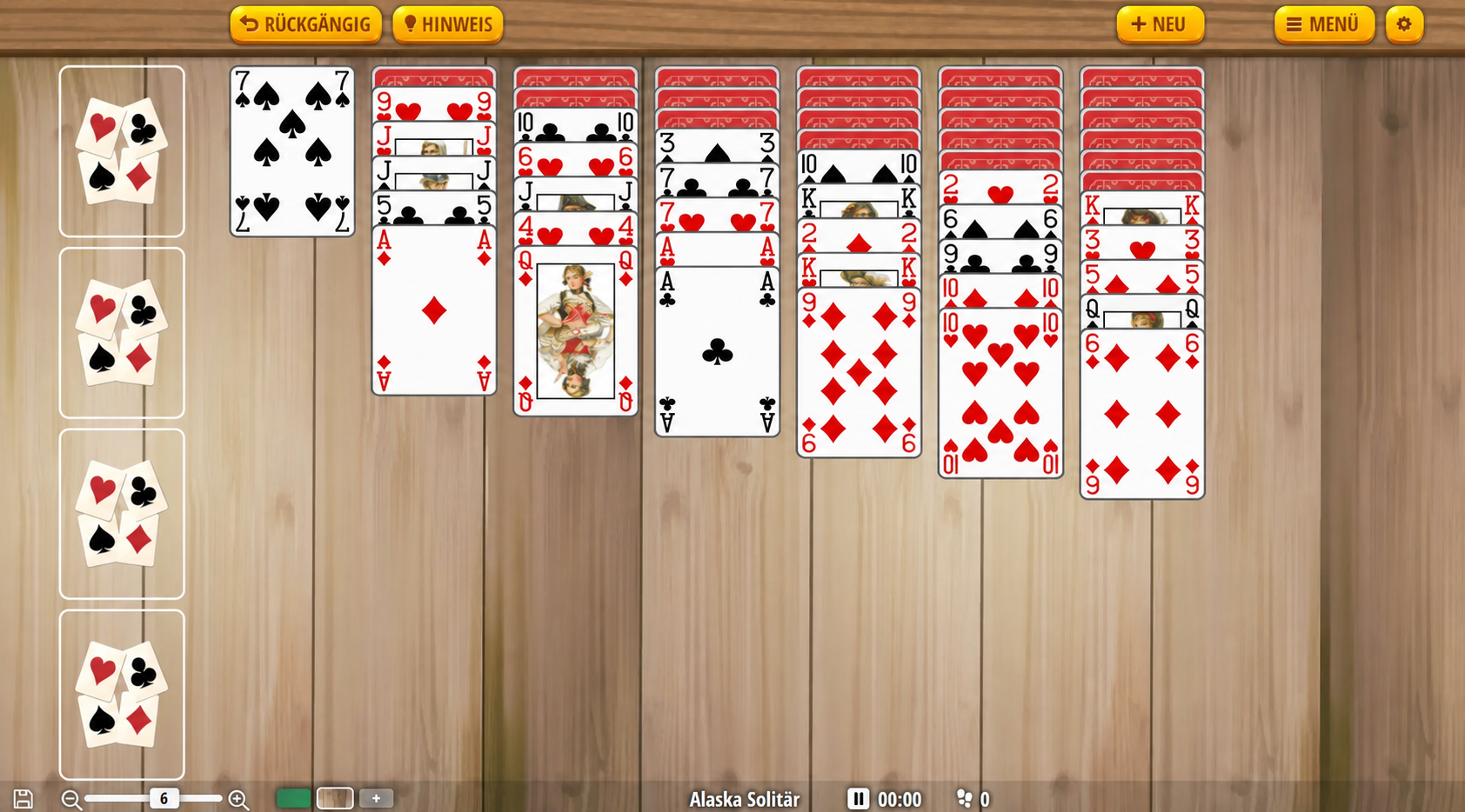 alaska solitaire tableau layout