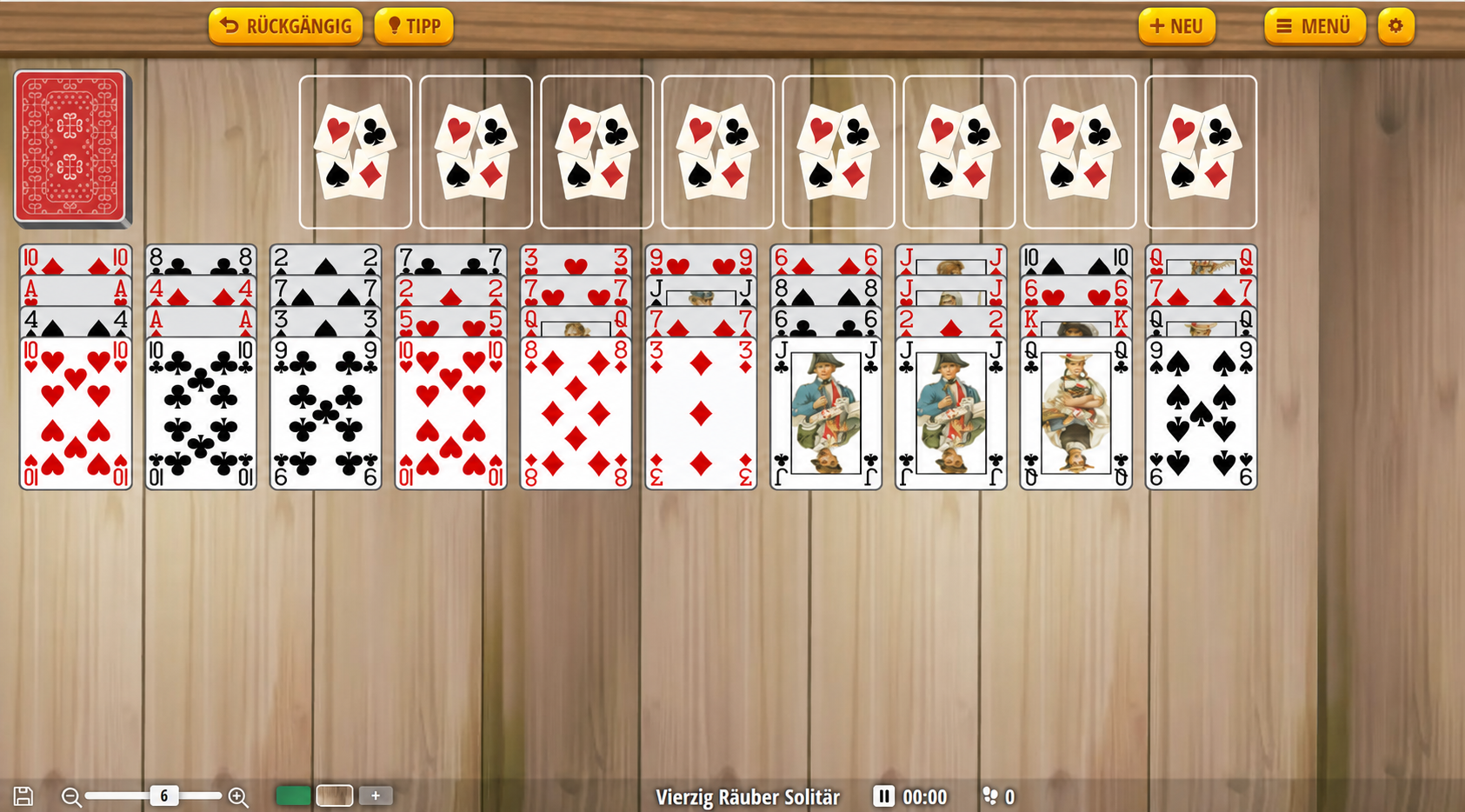 forty thieves solitaire layout