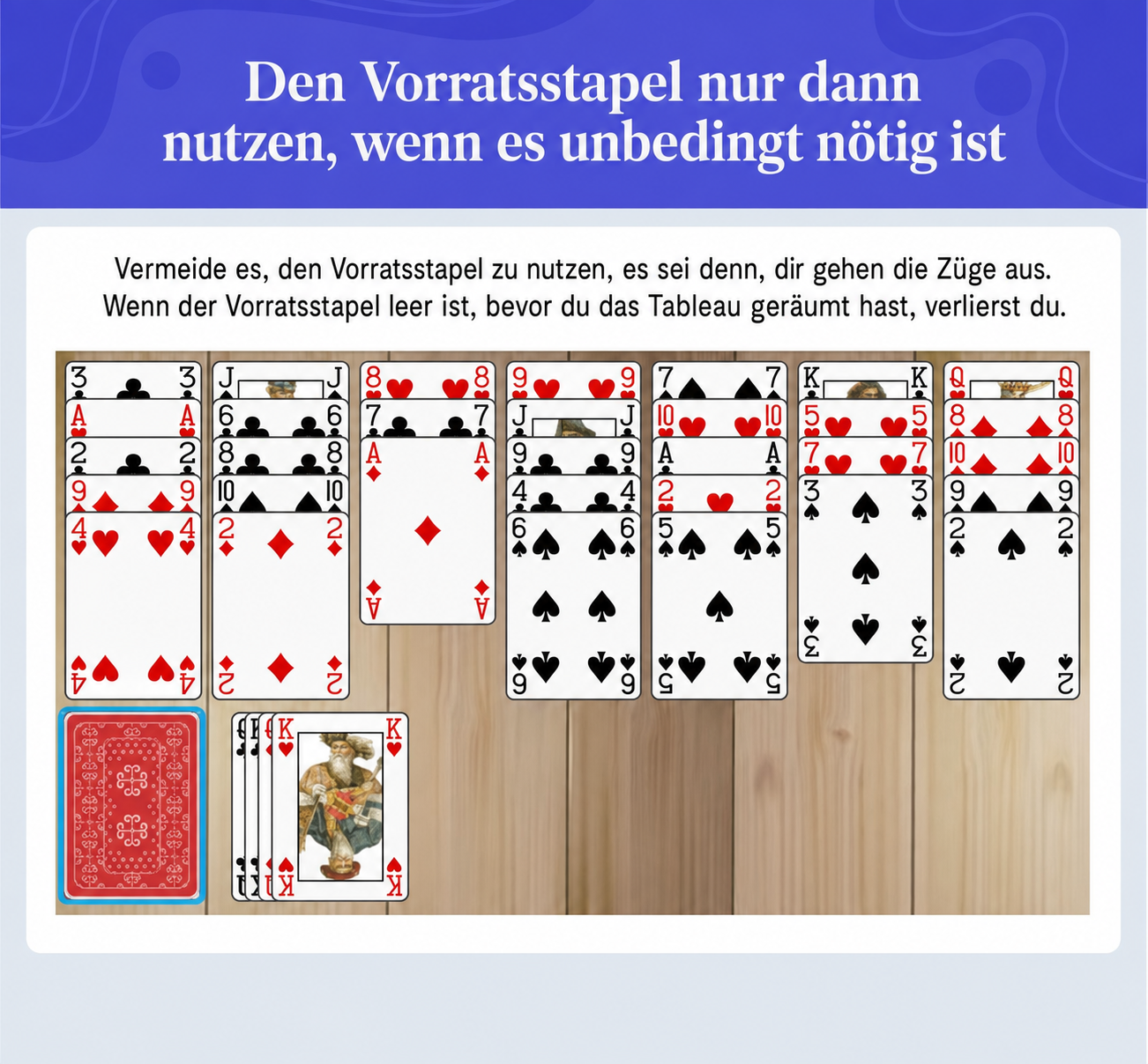 Verwende den Vorratsstapel nur, wenn es unbedingt nötig ist
