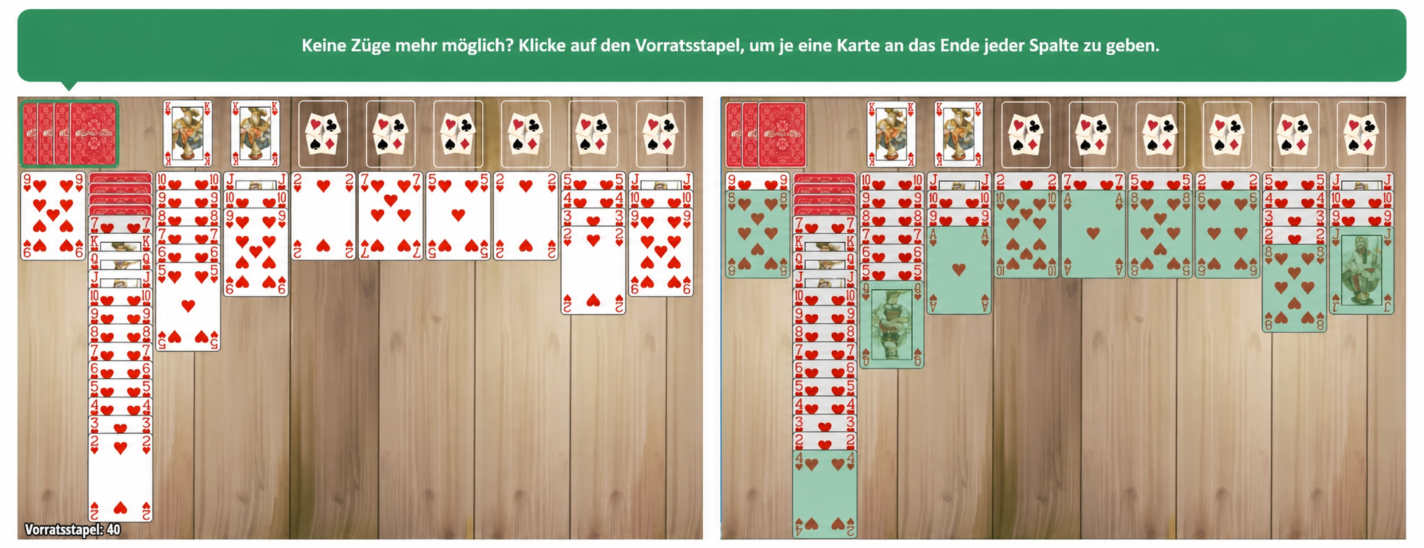 So verwendest du den Vorratsstapel in Spider Solitär